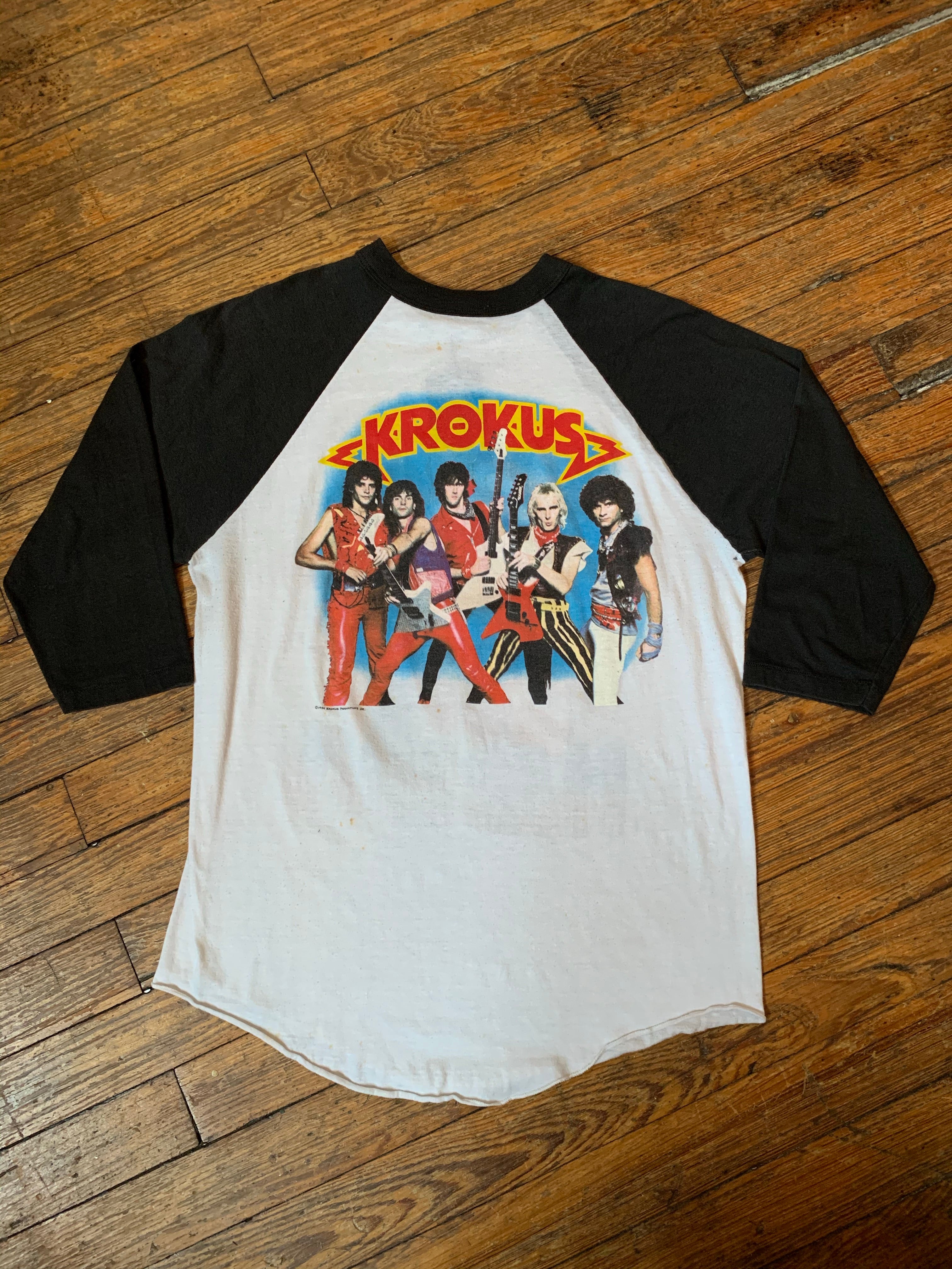 Vintage 1984 Krokus The Blitz Rock The Nation Raglan Baseball T-Shirt