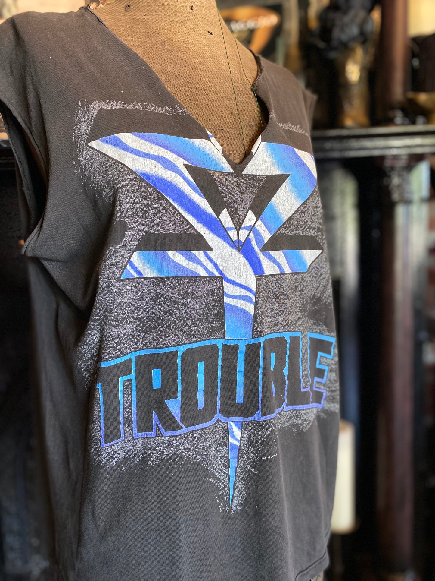 Rare Vintage Trouble 1990 Tour Sleeveless T-Shirt