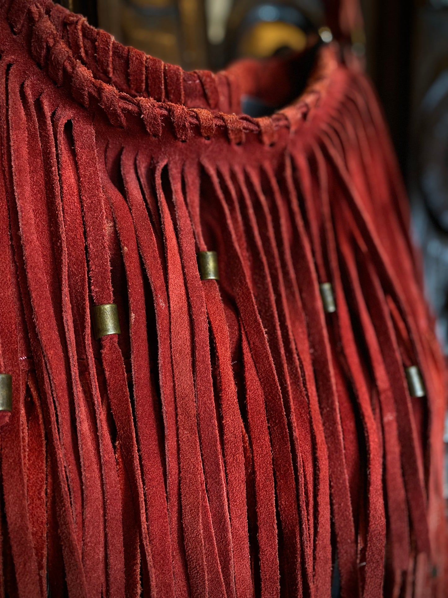 Red Suede Fringe Purse