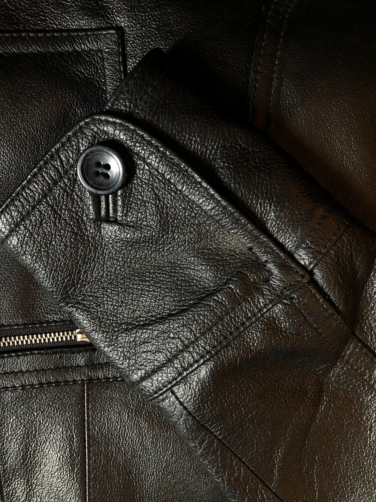 Vintage Clio Black Leather Zipper Pocket Blazer