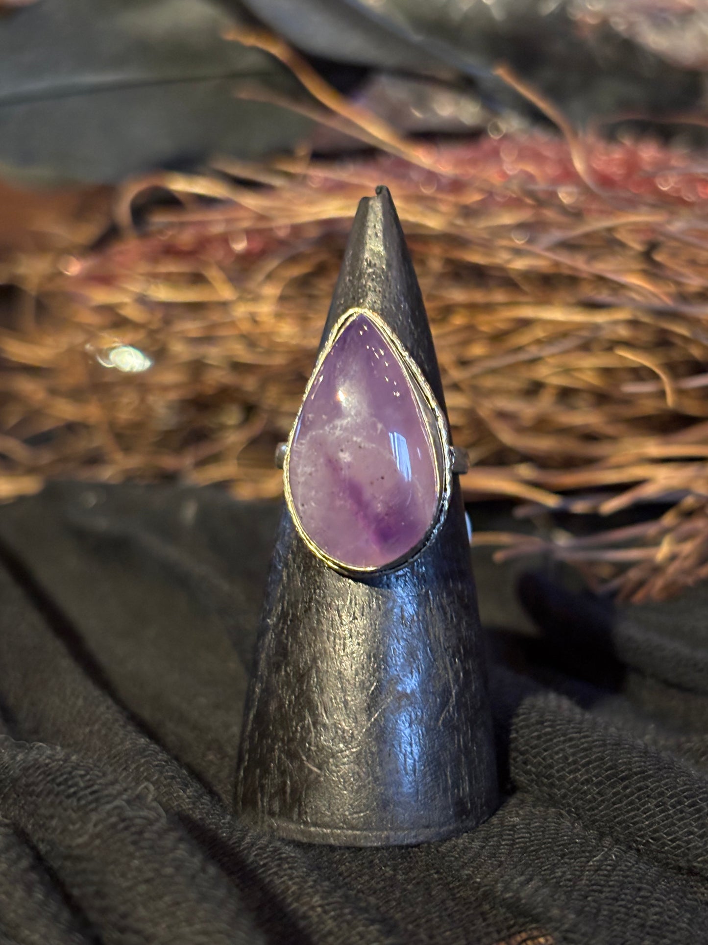 Sterling Silver Teardrop Amethyst Ring