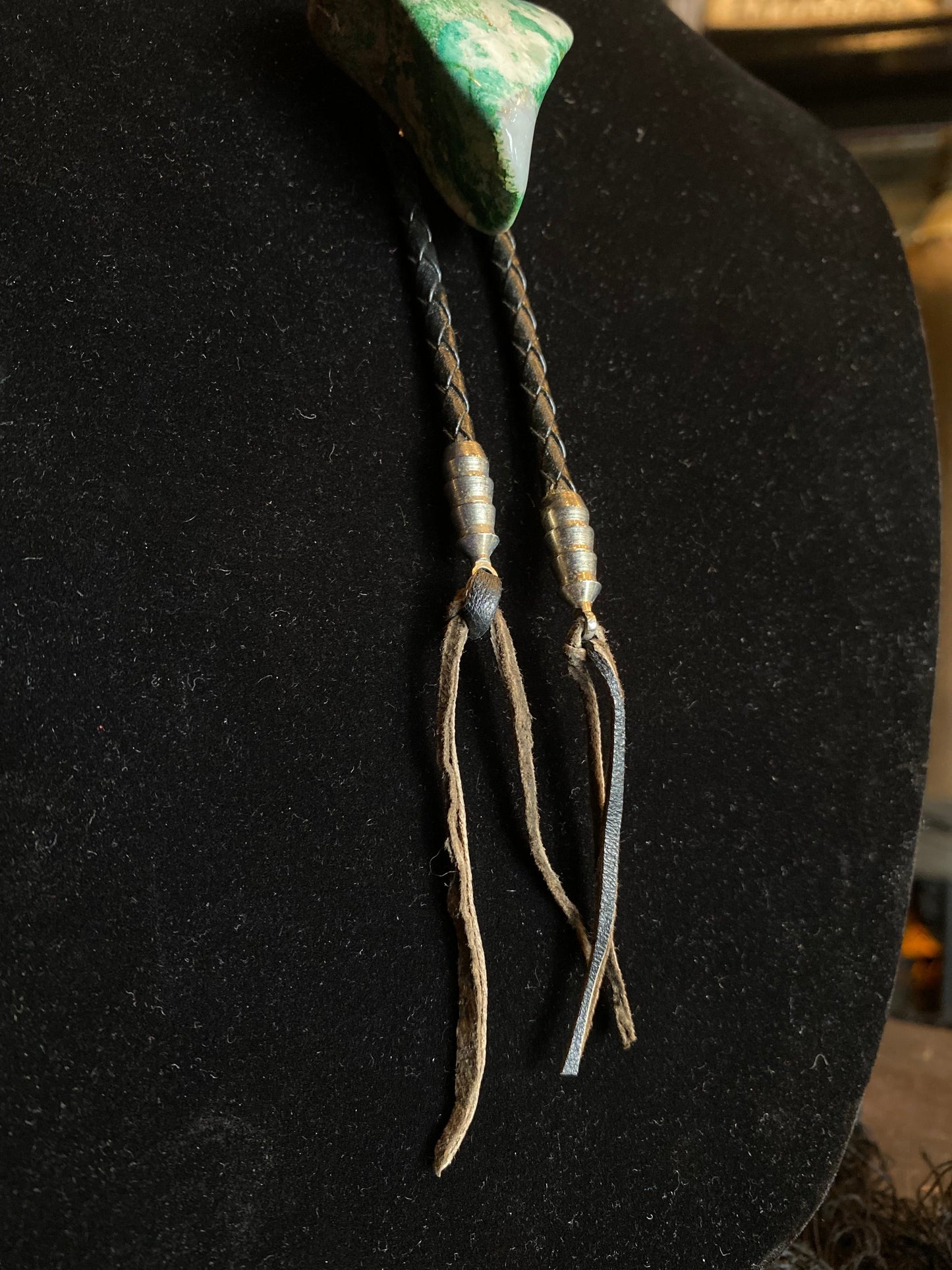 Moss Agate Stone Bolo Tie