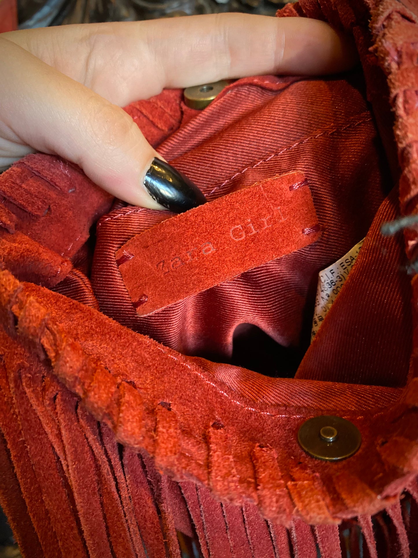 Red Suede Fringe Purse