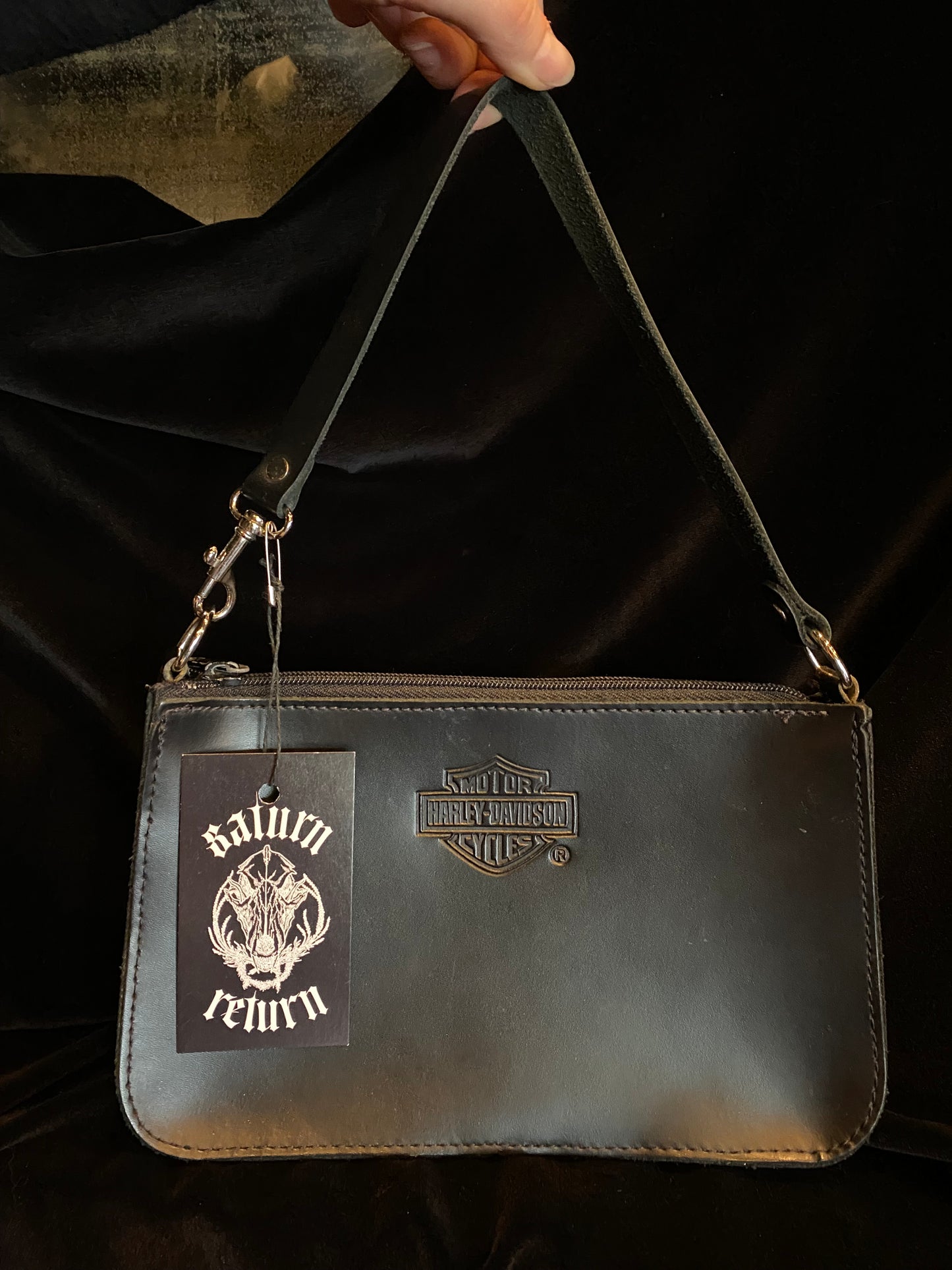 Black Leather Harley Davidson Mini Purse