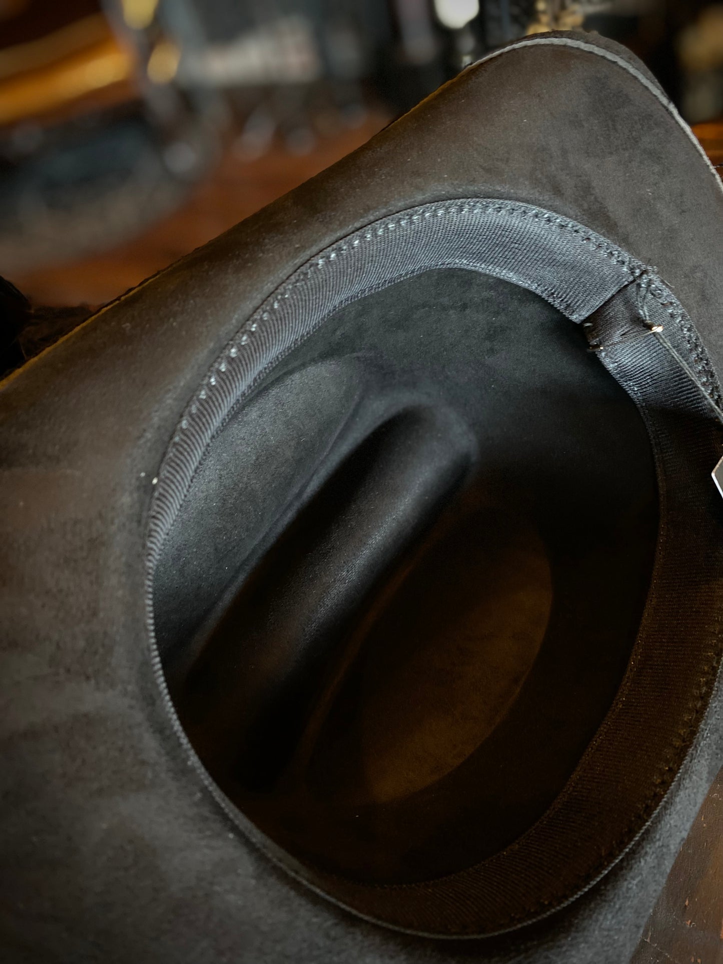 Belt Buckle Banded Black Suede Cowboy Hat