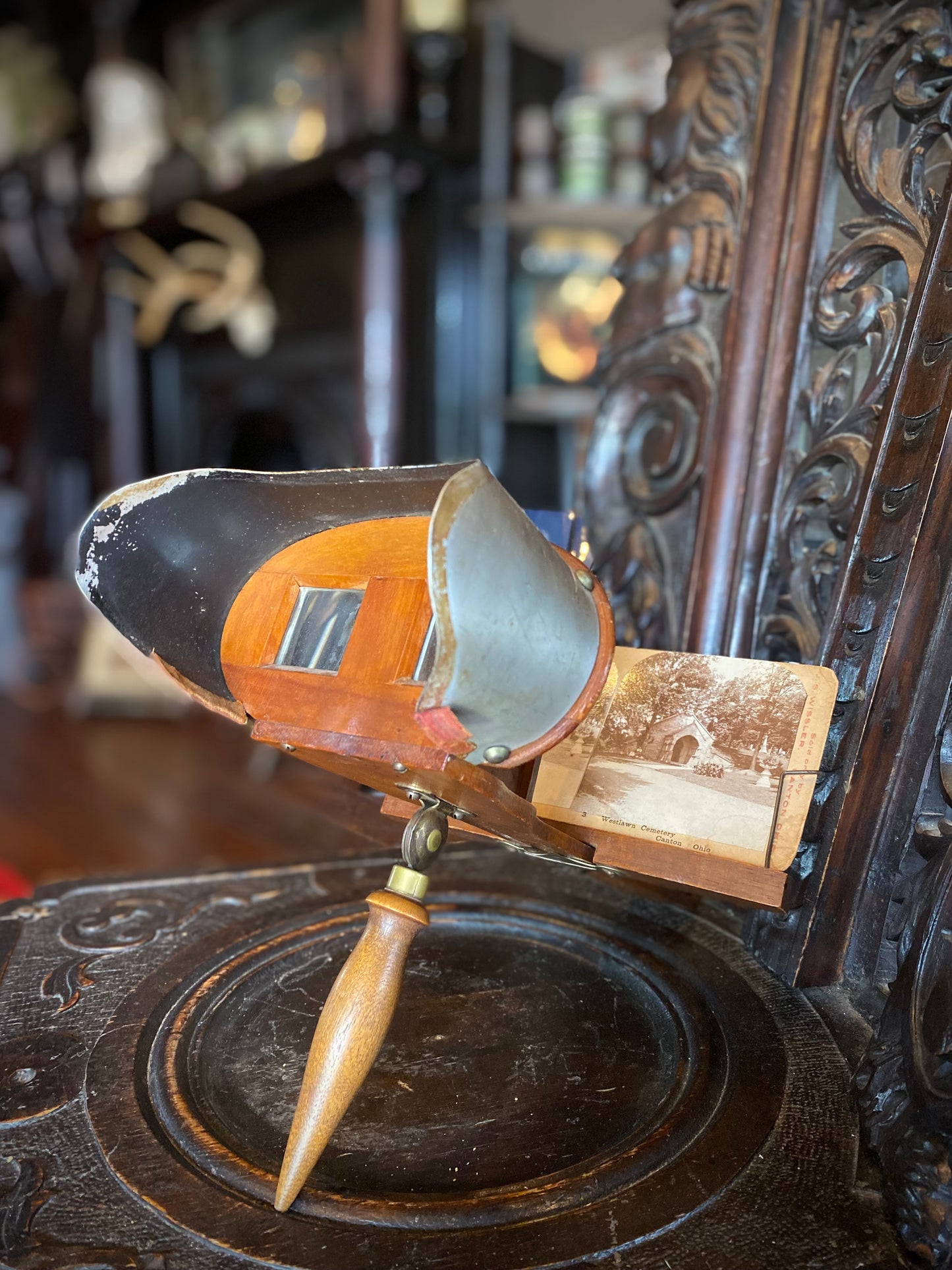 Antique Stereoscope with Set of 3D Photograph Viewing Cards