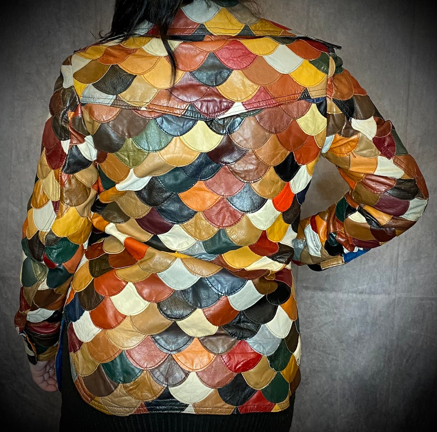Vintage Montgomery Ward Multi-Color Patchwork Leather Jacket