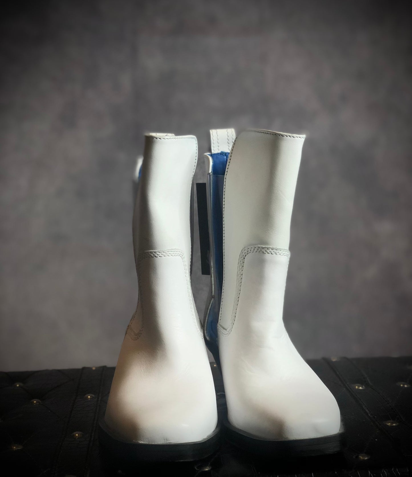 Vintage Diesel “D-Guidecca Mat” White Leather Modern Moto Cowboy Boots