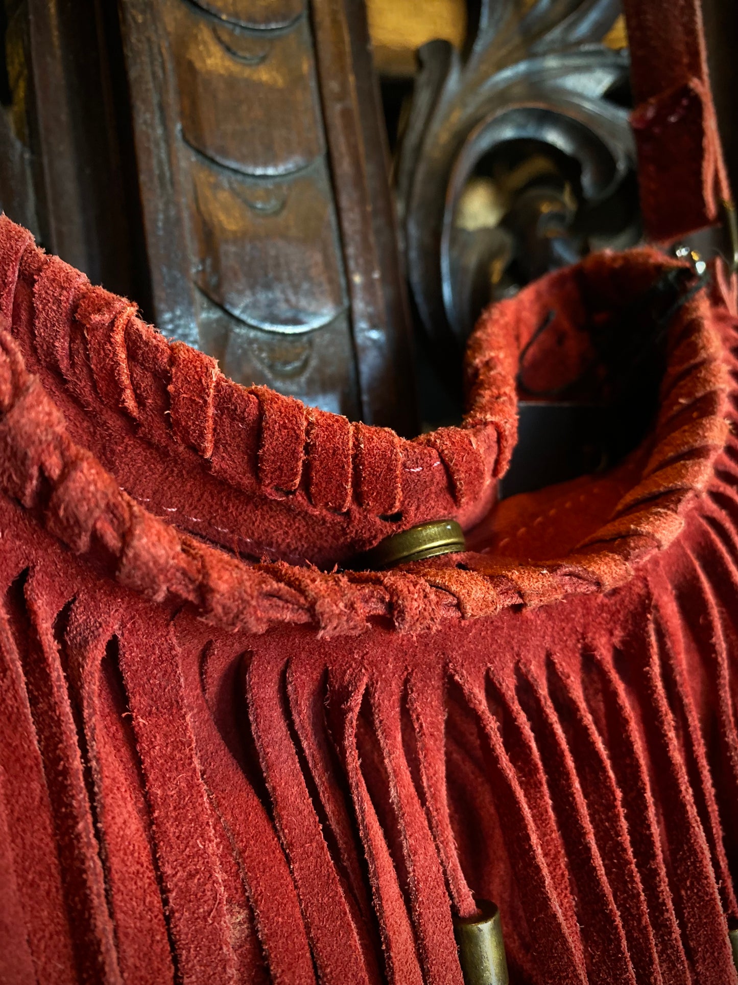 Red Suede Fringe Purse