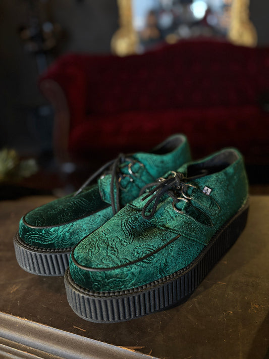 T.U.K. Green Flocked Velvet Creepers 10 Men’s/12 Women’s