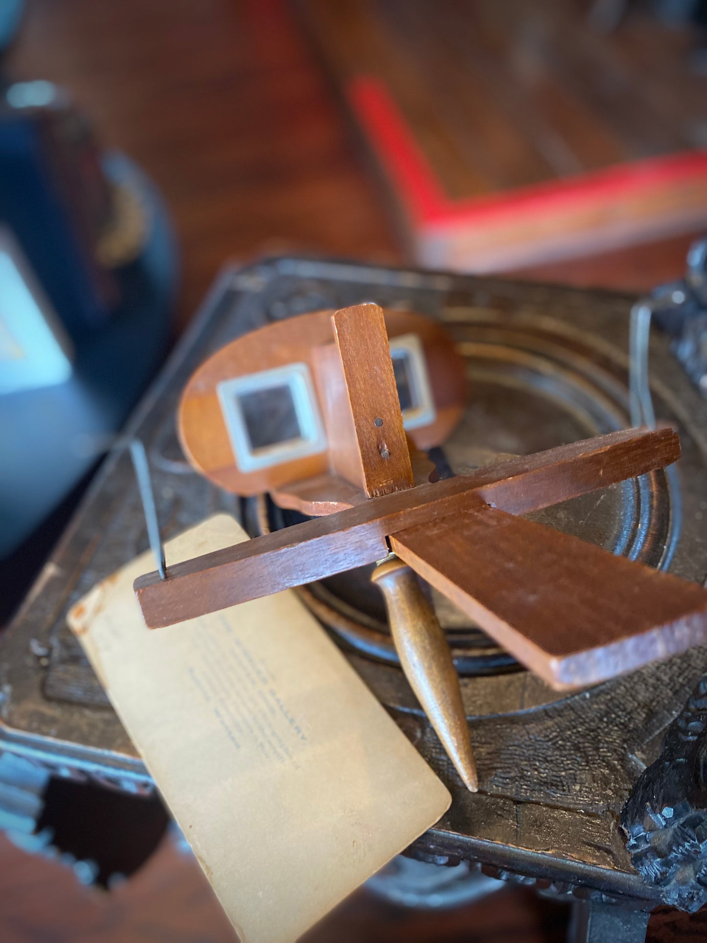 Antique Stereoscope with Set of 3D Photograph Viewing Cards