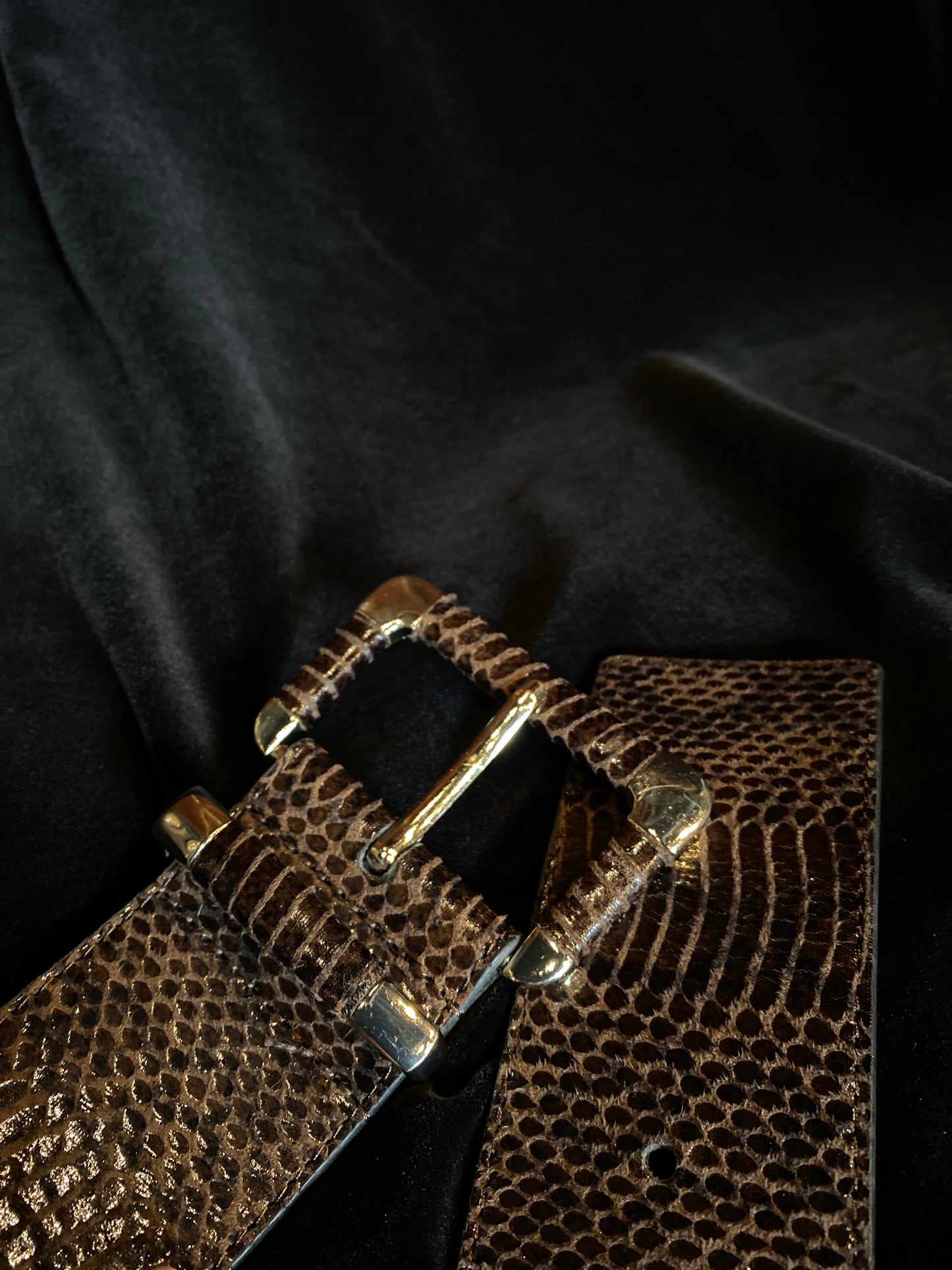 Faux Brown Snake Skin Waist Belt