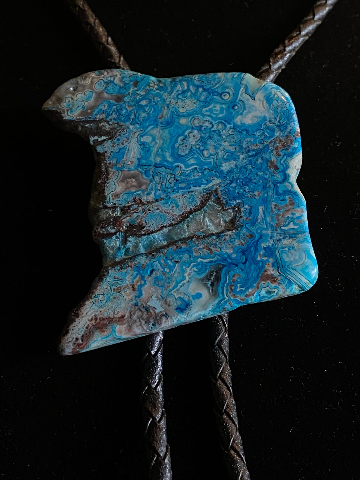 Chrysocolla Bolo Tie with Stone Tips