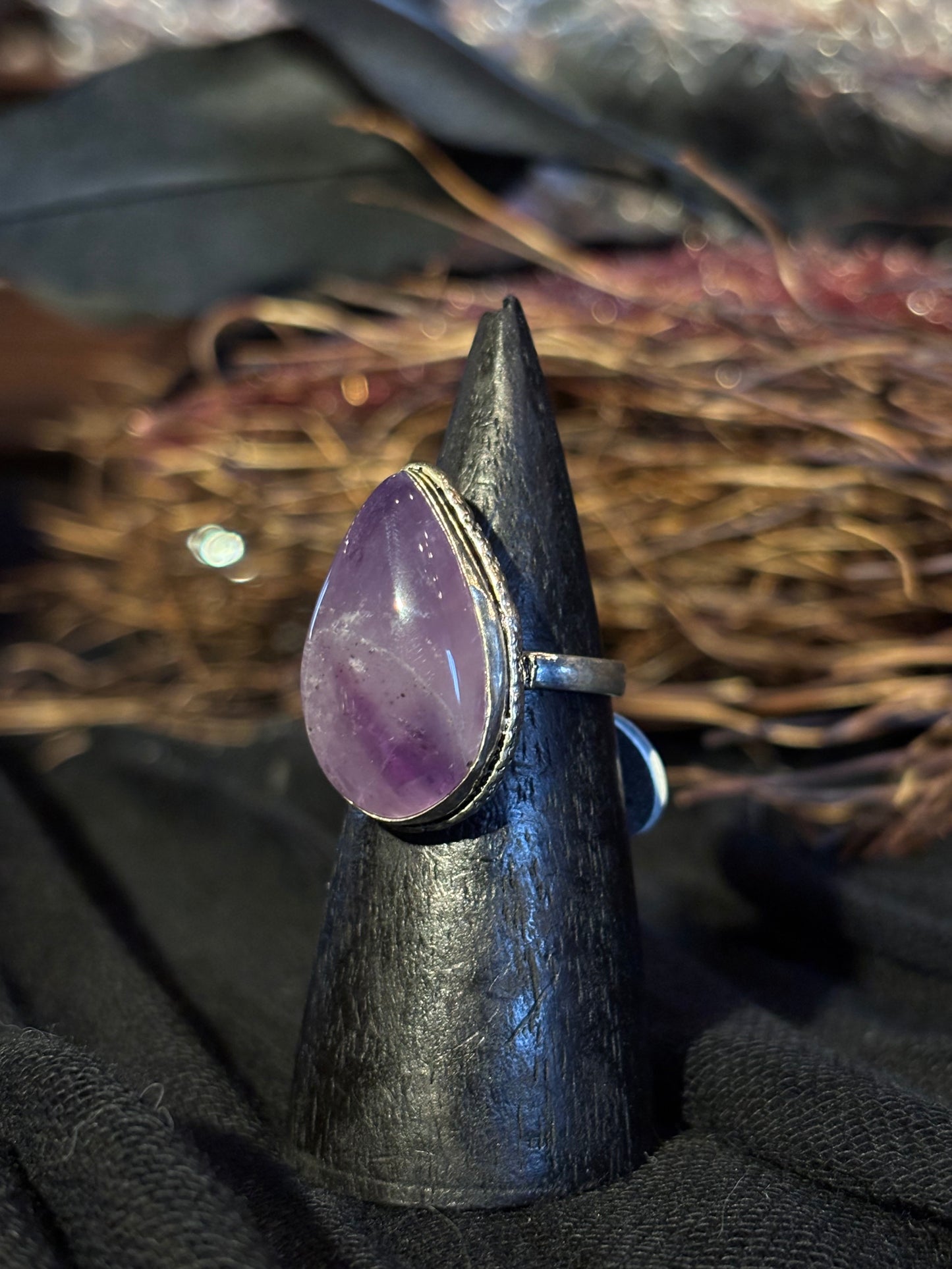 Sterling Silver Teardrop Amethyst Ring