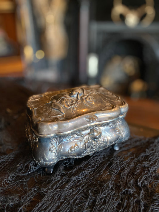 Antique Ornate Silver Jewelry Box