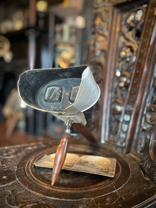 Vintage Stereoscope With German War Photo 3D Viewing Card