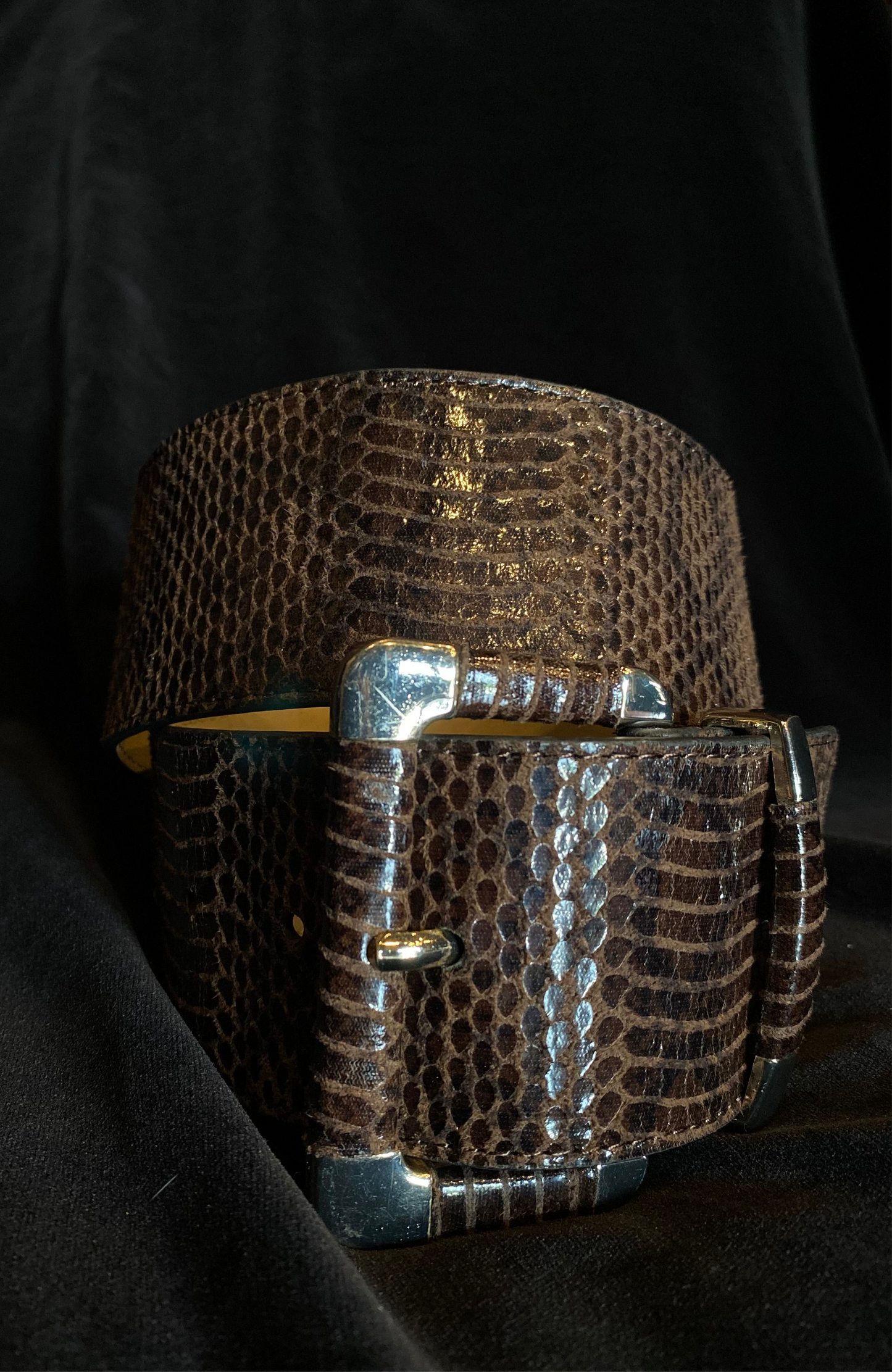 Faux Brown Snake Skin Waist Belt