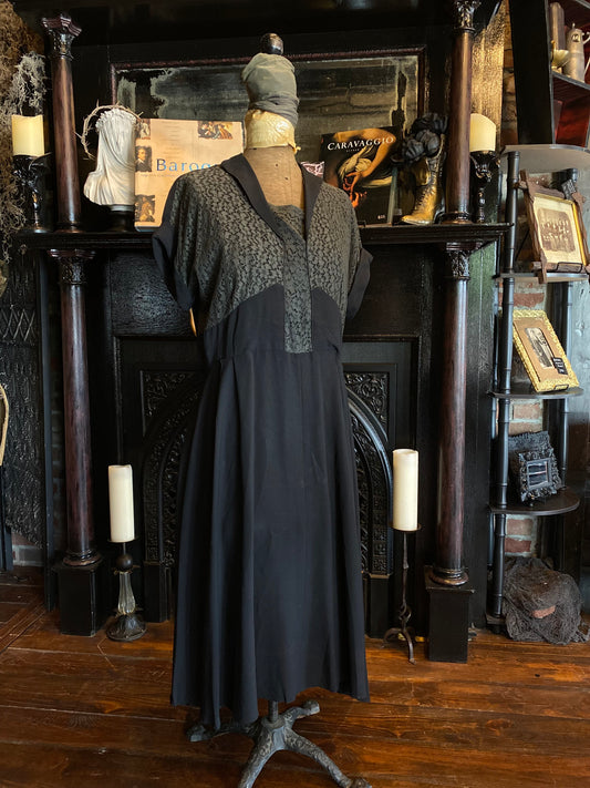 Vintage Handmade Lace Black Dress