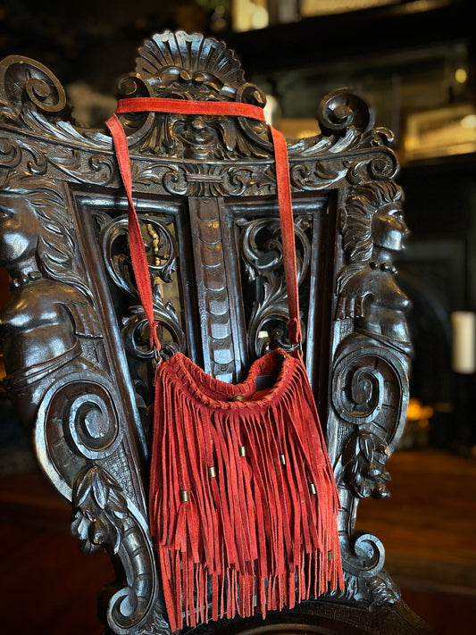 Red Suede Fringe Purse