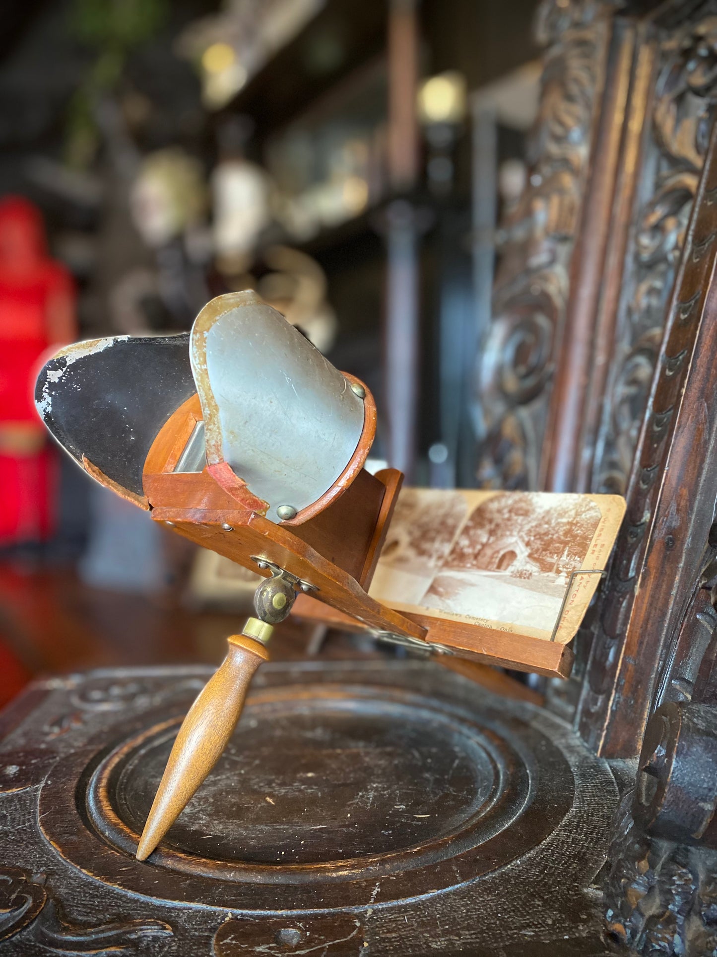 Antique Stereoscope with Set of 3D Photograph Viewing Cards