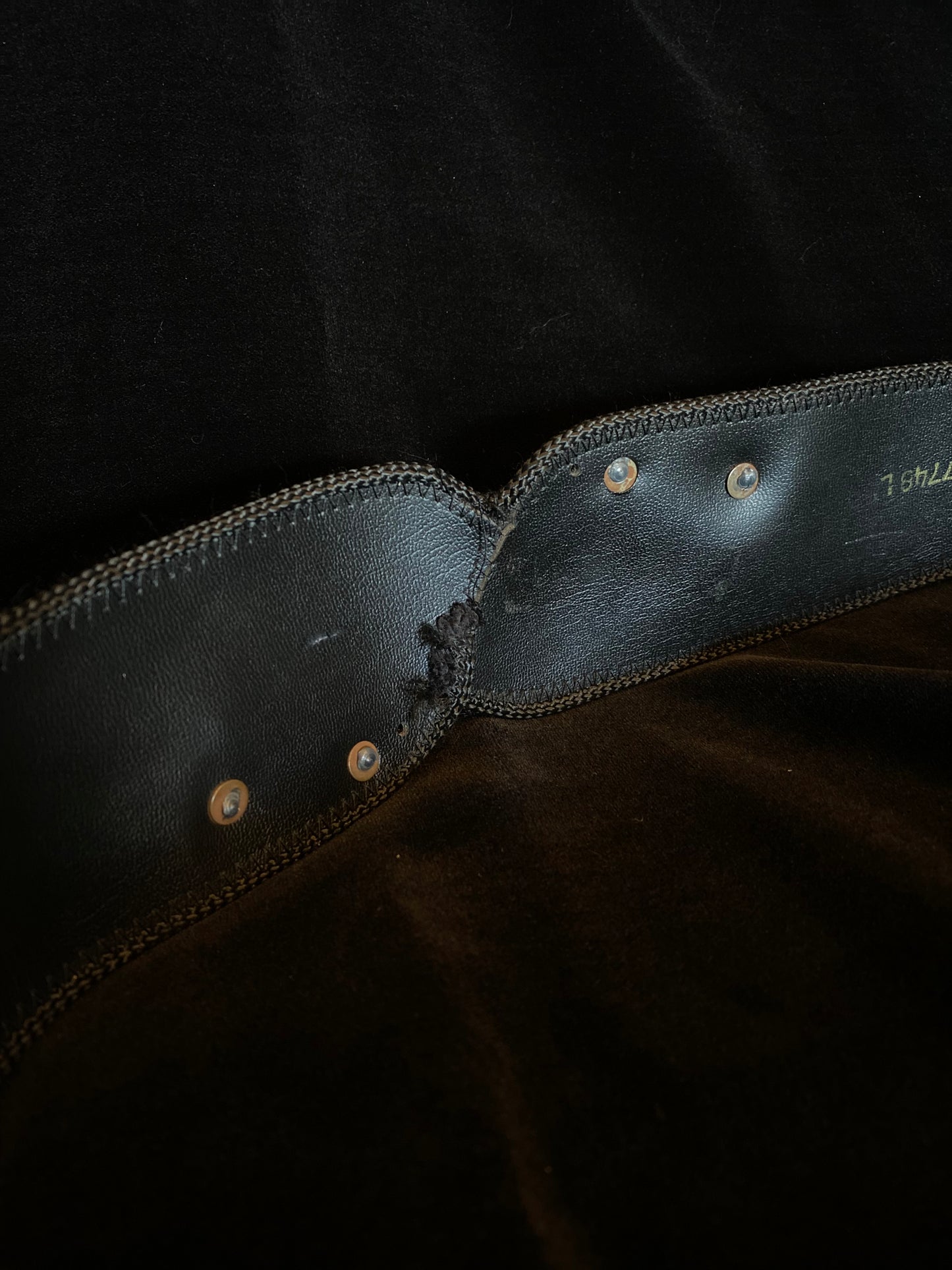 Leather Shop Suede and Leather Waist Belt with Gold Rope Appliqué