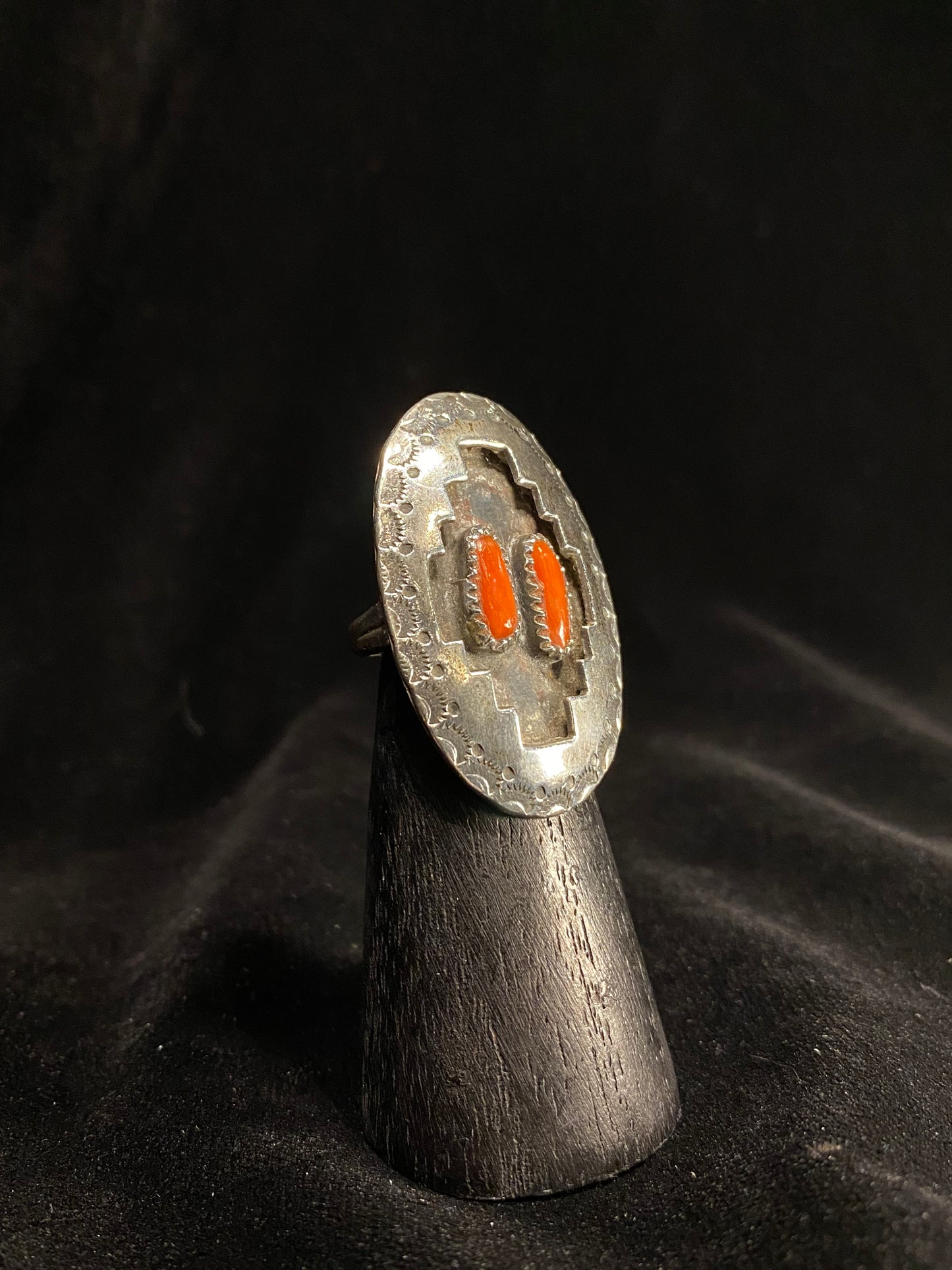 Vintage Sterling Silver Red Jasper Shield Ring