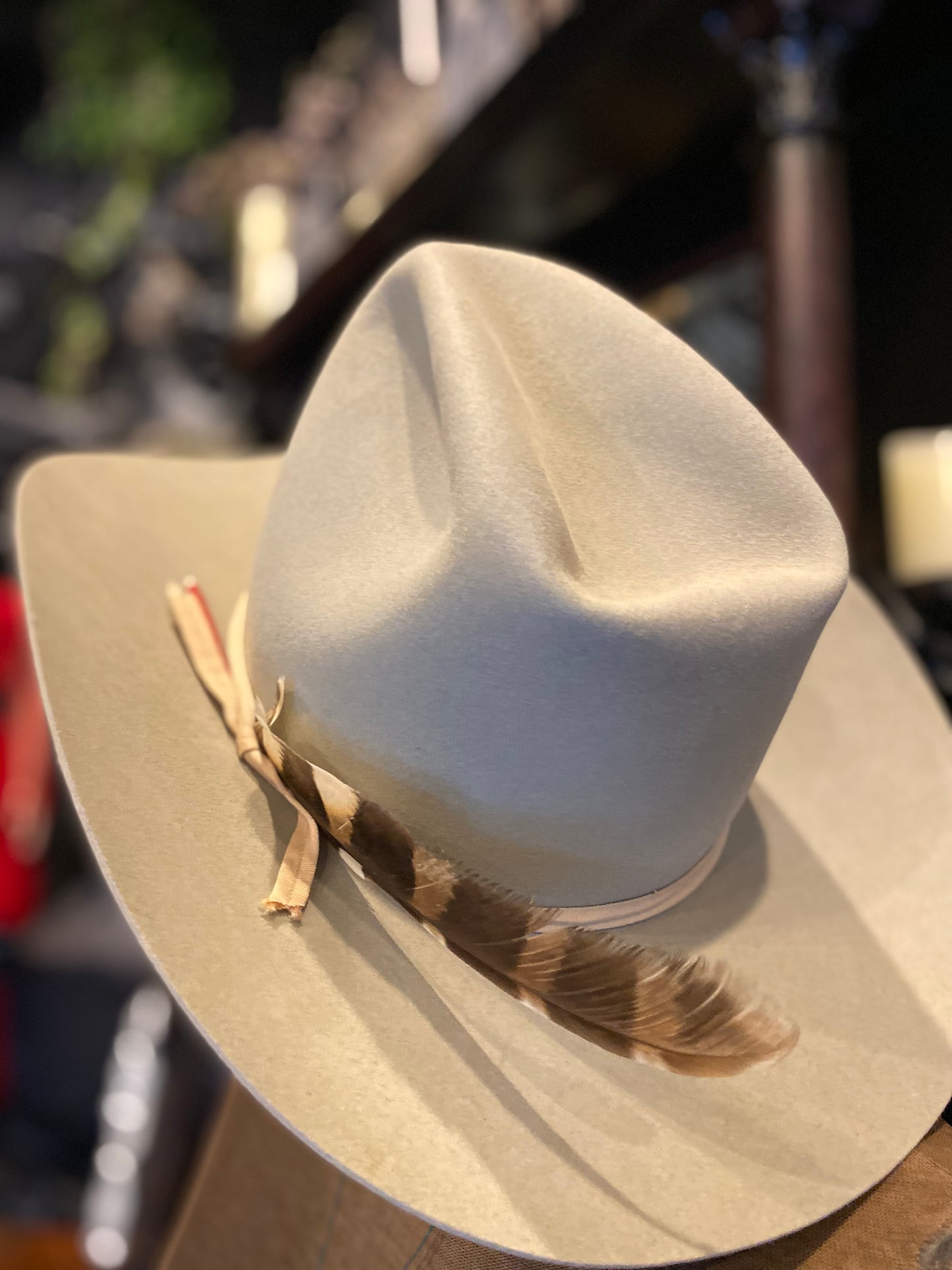 Miller Bros Feather Banded Taupe Cowboy Hat