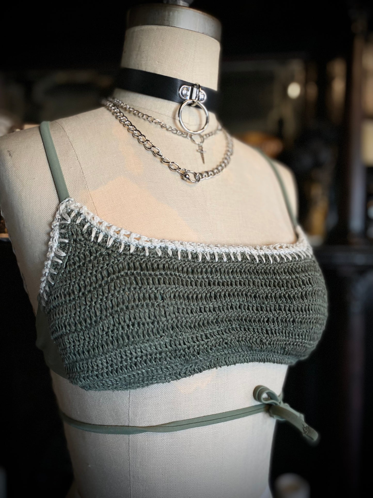 Green Crocheted Bandeau Swimsuit Top