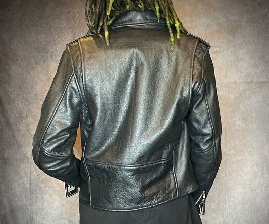 Vintage FMC Classic Black Leather Motorcycle Jacket