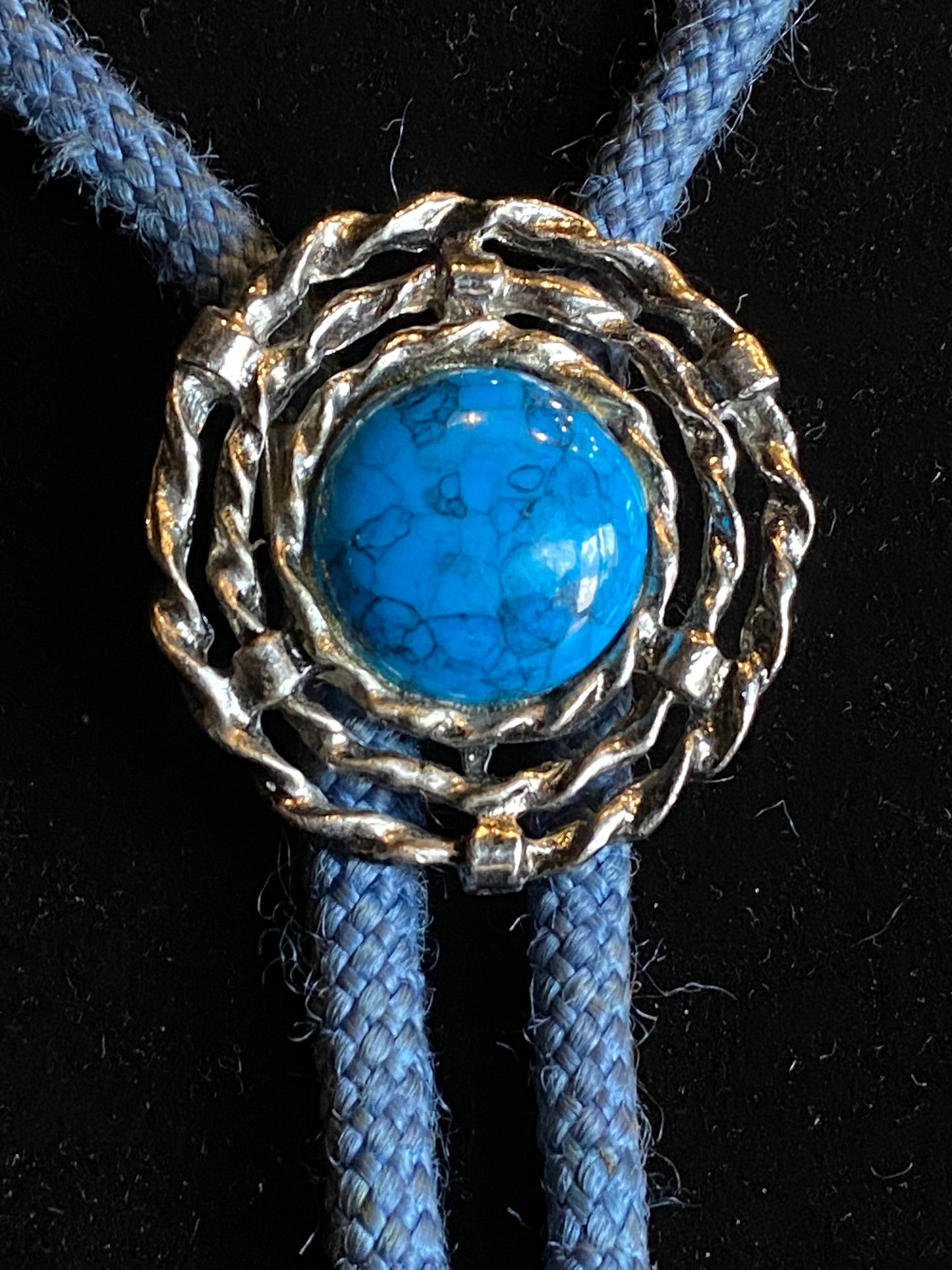 Blue Turquoise and Silver Bolo Tie