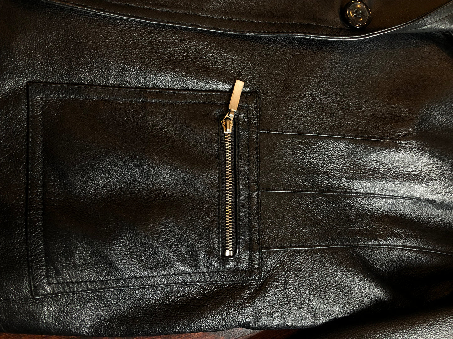 Vintage Clio Black Leather Zipper Pocket Blazer