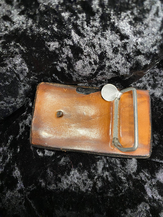 Embossed Burnished Leather Belt Buckle