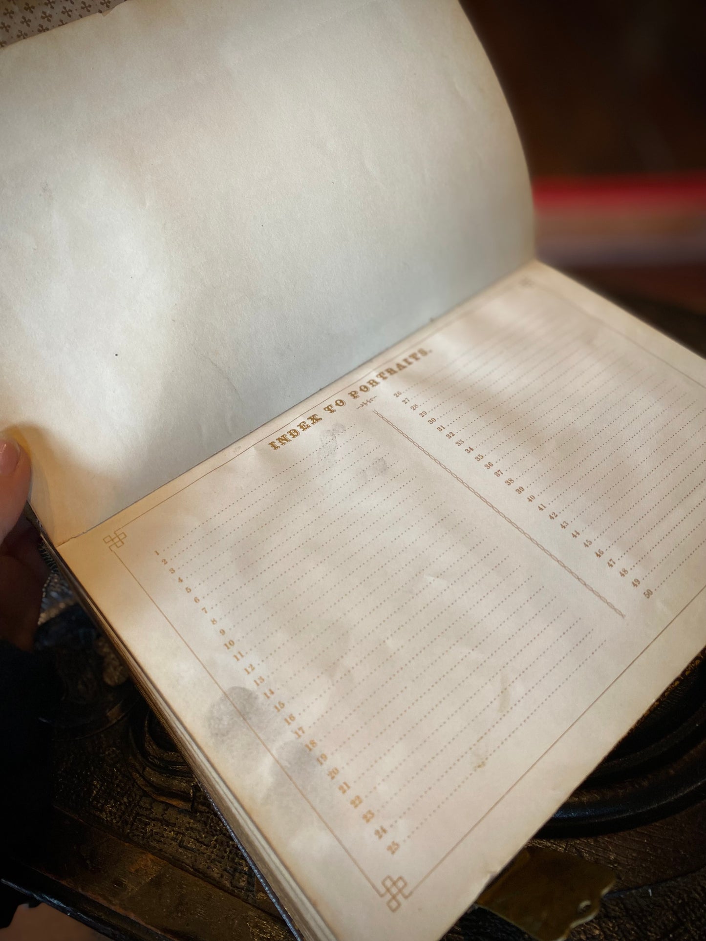 Ornate Leather Hard Cover Antique Photo Album With Victorian Photos Inside