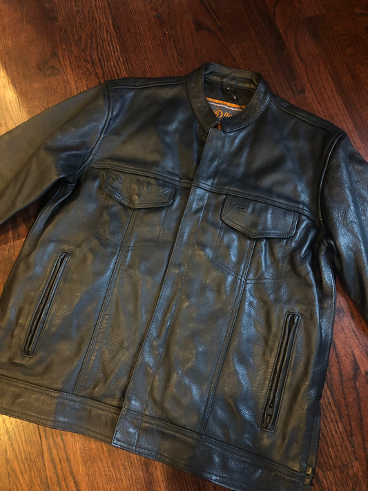 Daniel Smart Cafe Racer Black Leather Motorcycle Jacket