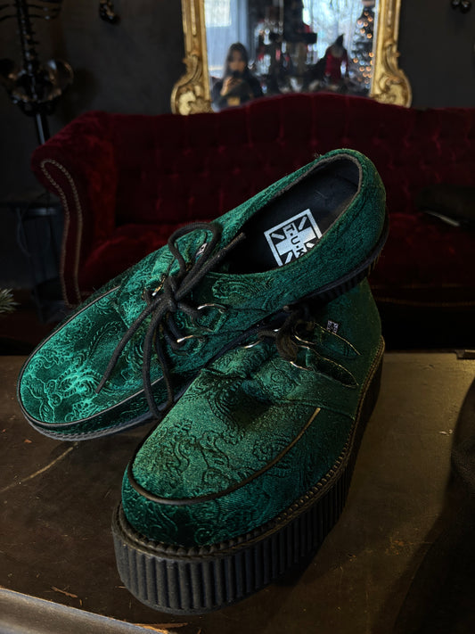 T.U.K. Green Flocked Velvet Creepers 10 Men’s/12 Women’s