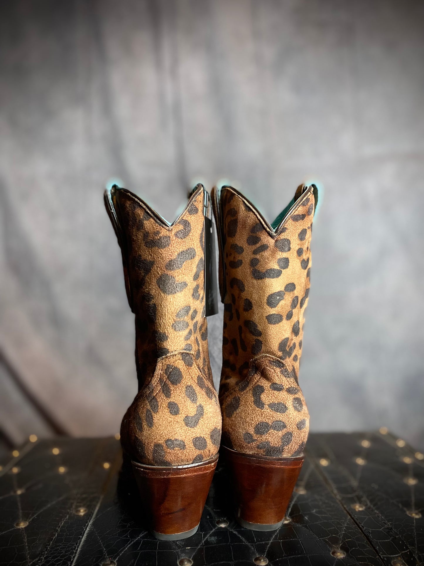 Corral Brand Suede Leopard Print Cowboy Boots