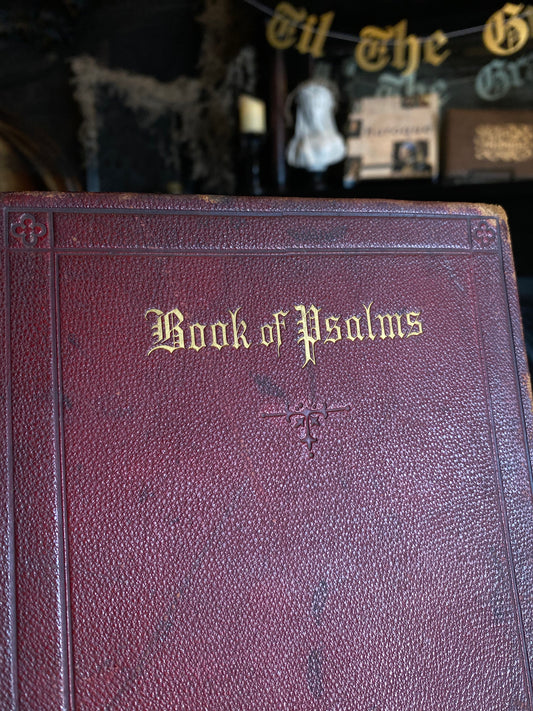 Antique Leather Bound Hardcover Book Of Psalms