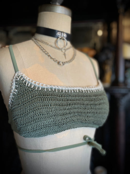 Green Crocheted Bandeau Swimsuit Top