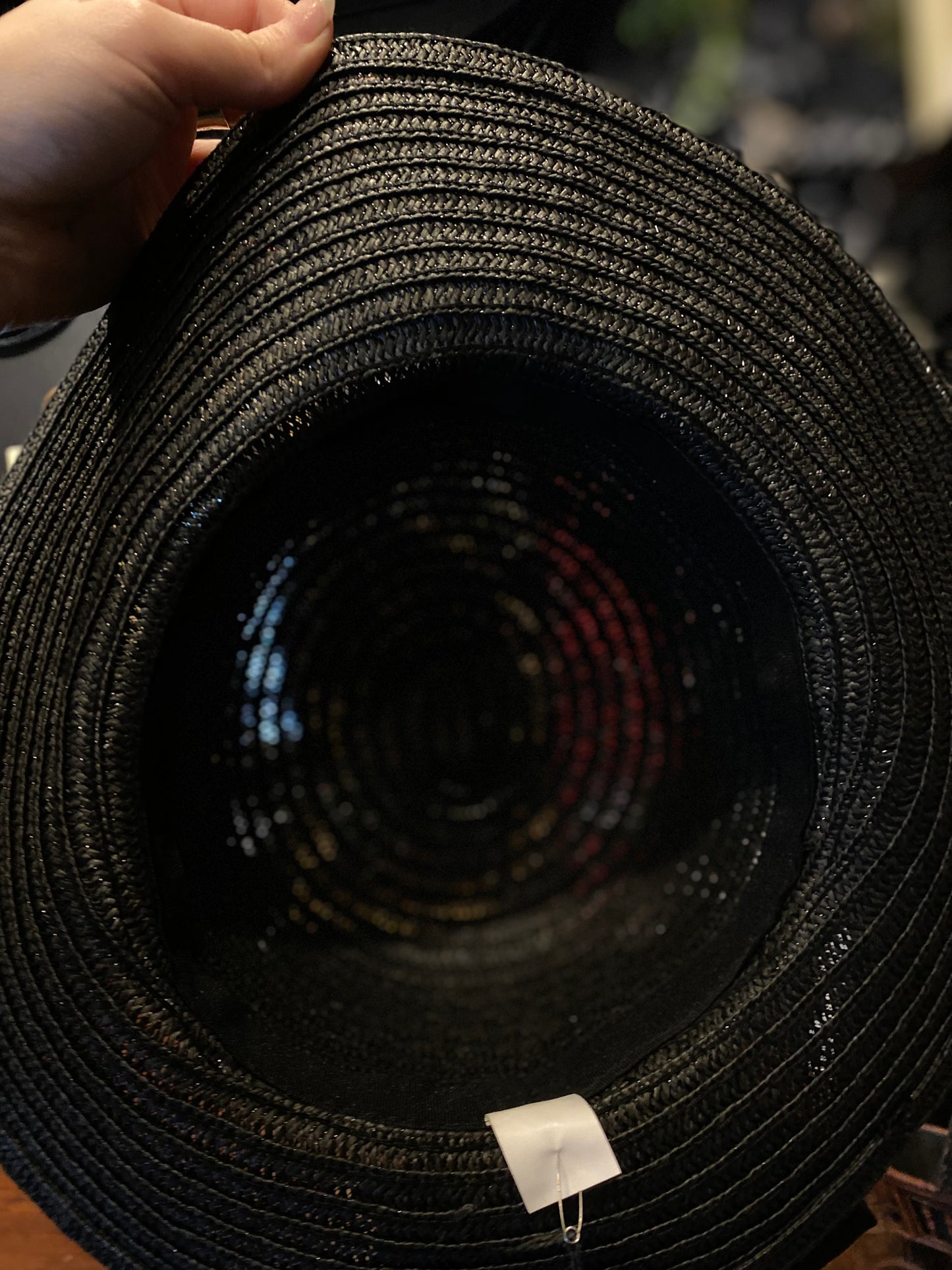 Black Paper Straw Sun Hat With Bow