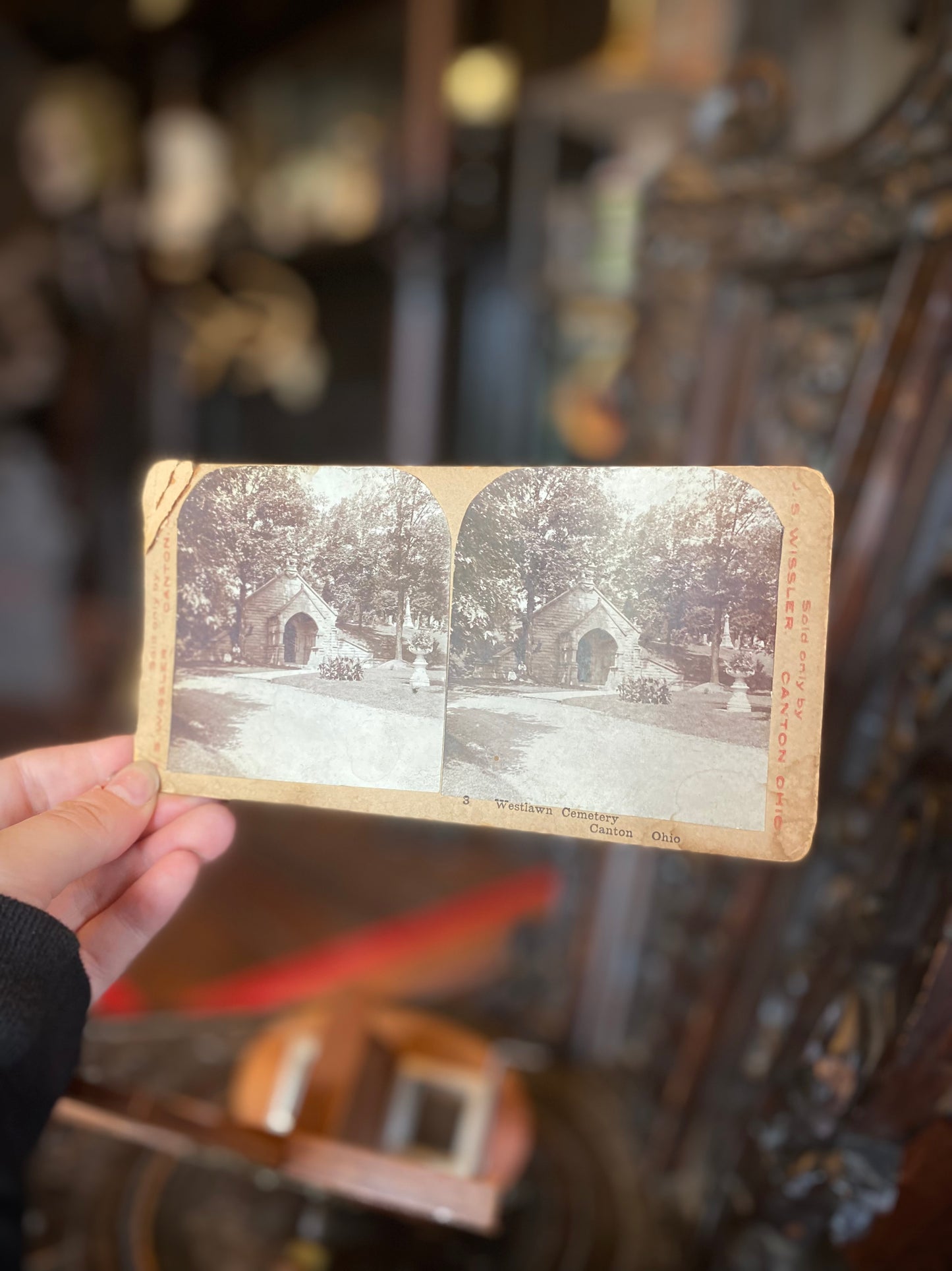 Antique Stereoscope with Set of 3D Photograph Viewing Cards