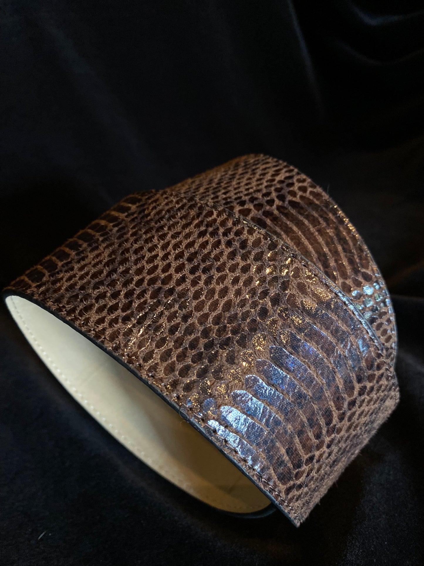 Faux Brown Snake Skin Waist Belt