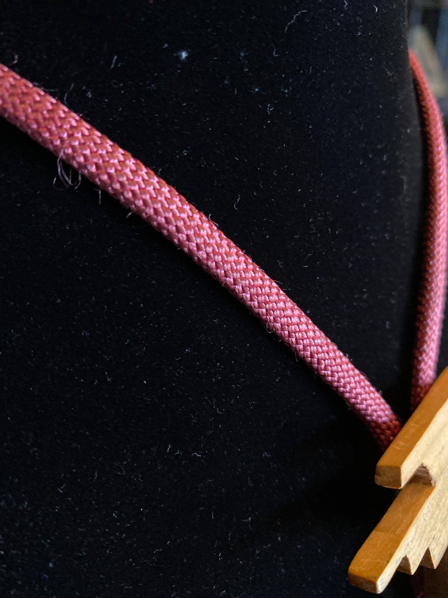 Wooden Geometric Aztec Pendant Red Bolo Tie