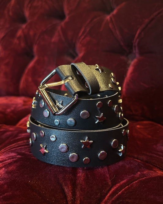 Heathen Hearts Faux Leather Star Studded Belt