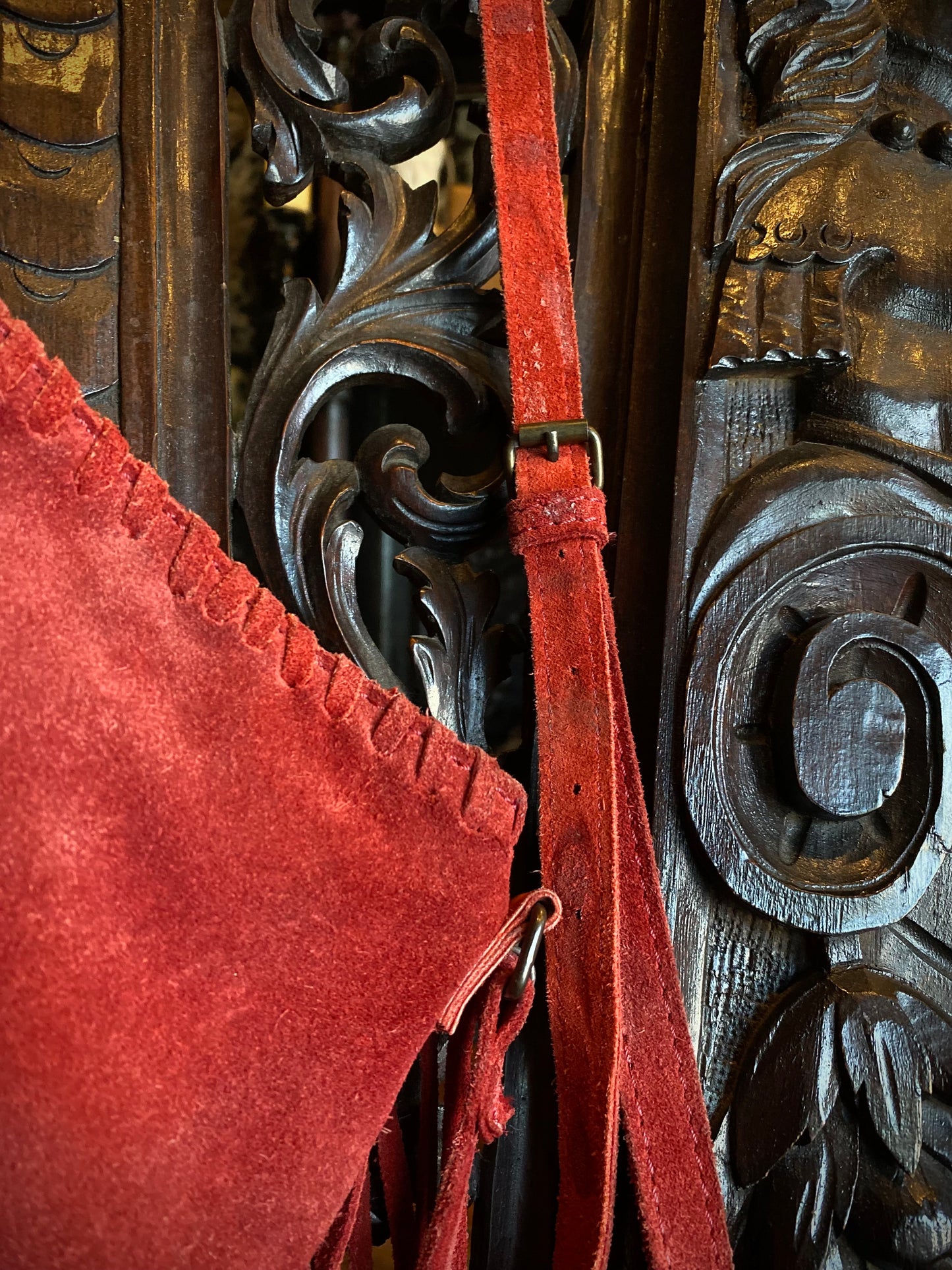 Red Suede Fringe Purse