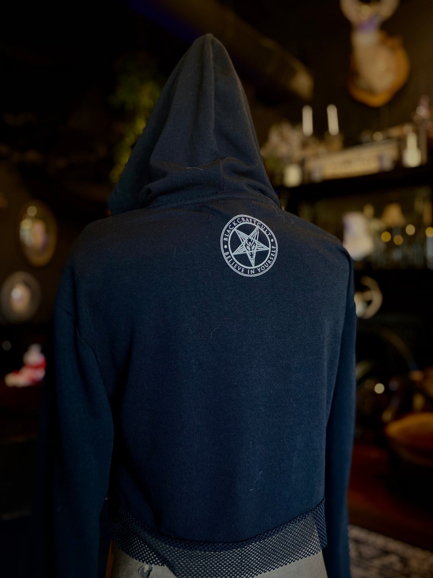 Blackcraft Cropped Graphic Hoodie