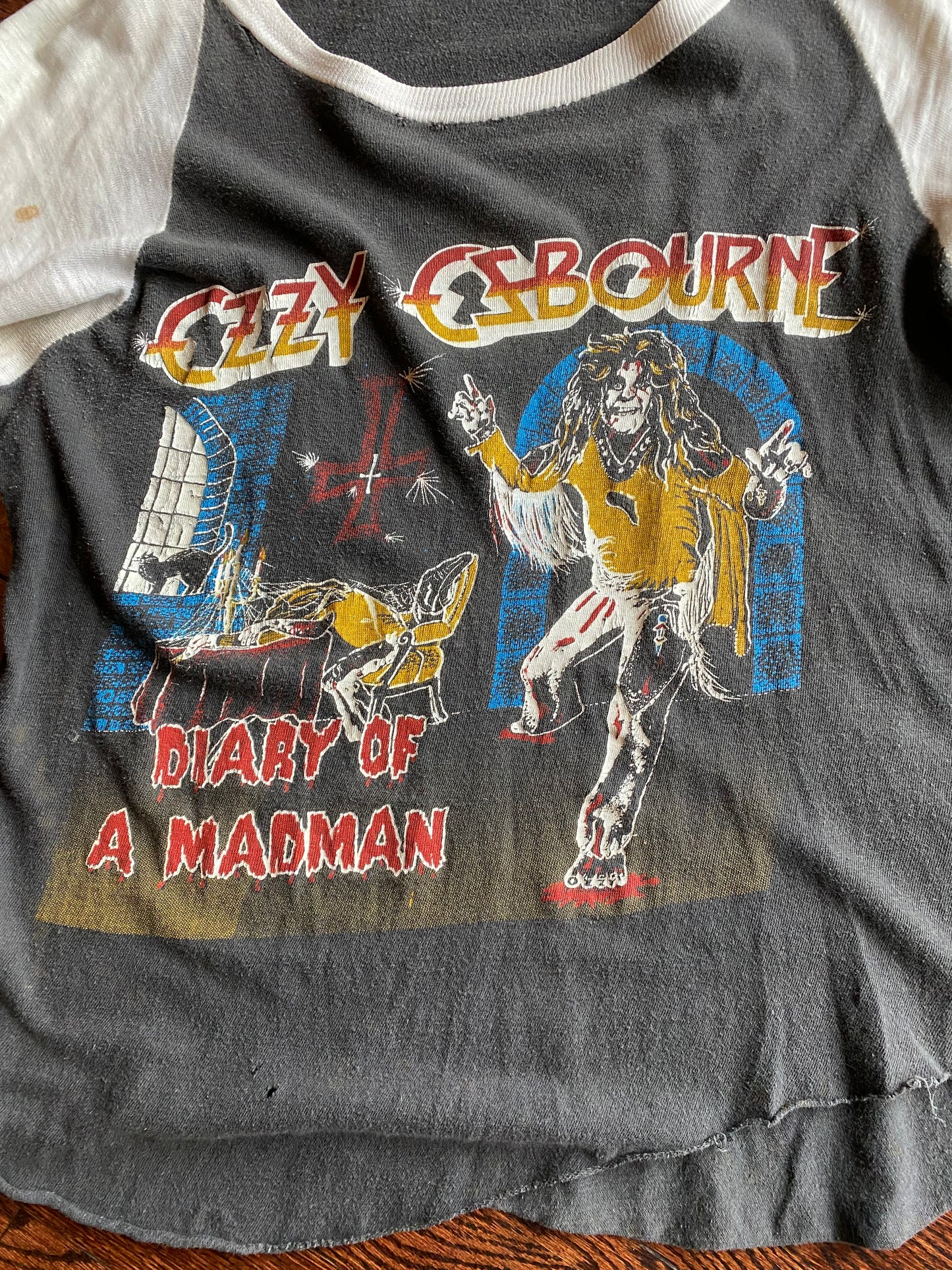 RARE Vintage Bootleg Ozzy Osbourne “Diary of a Mad Man” “Blizzard of Ozz” Baseball 3/4 Sleeve T-Shirt