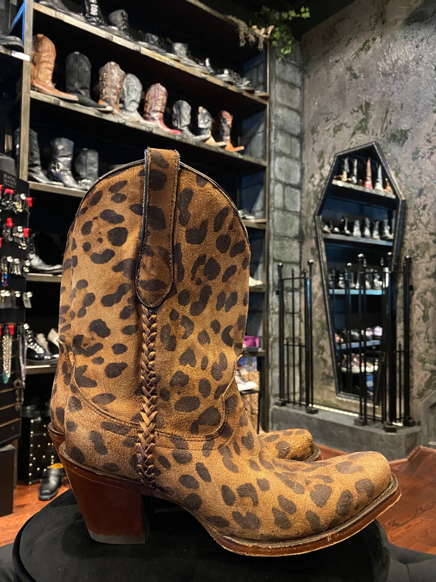 Studded leopard hotsell print boots