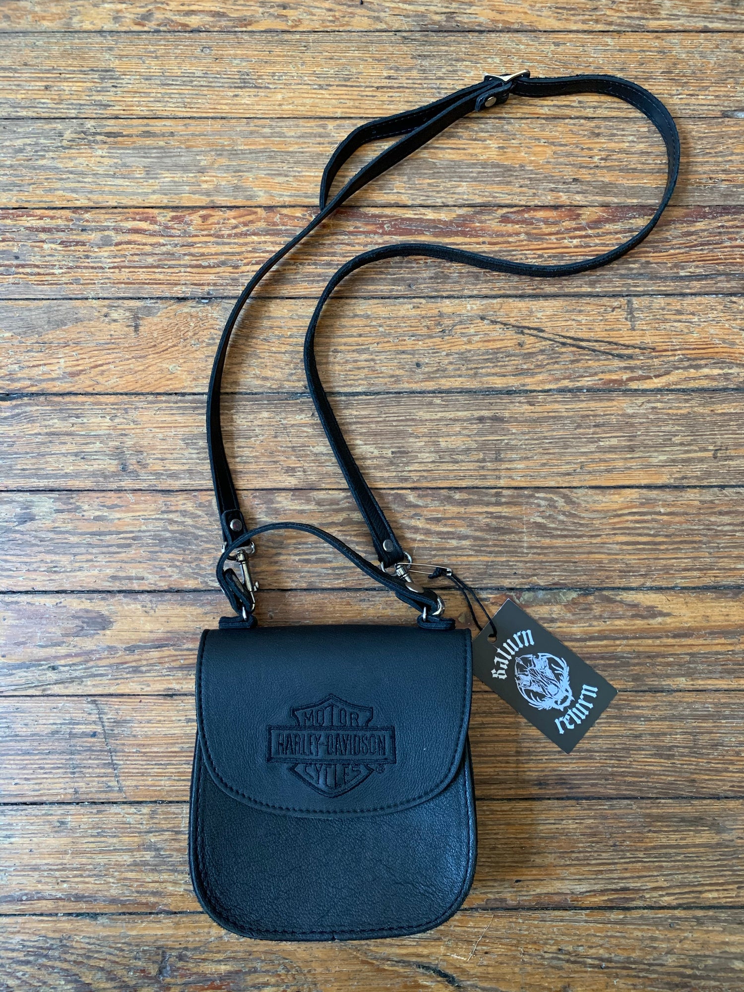 Vintage Harley-Davidson Small Black Leather Handbag